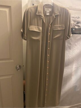 Jones New York Tan Shirt Midi Dress